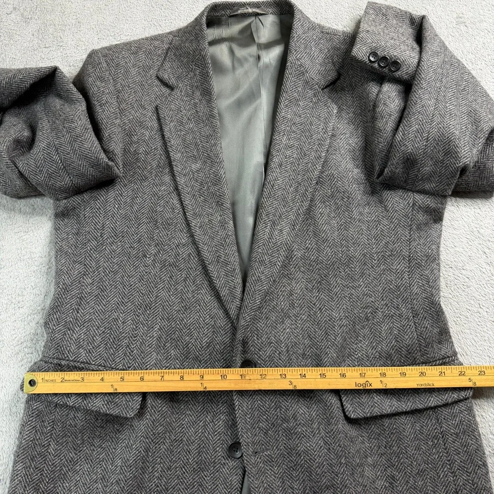 Imperial by Haggar Mens Grey‎ Herringbone 100% Pure Wool Blazer Sport Coat USA